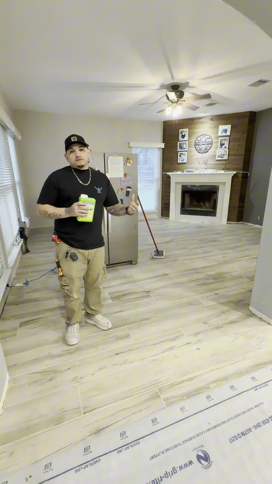 Grout sealer being applied to newly finished flooring