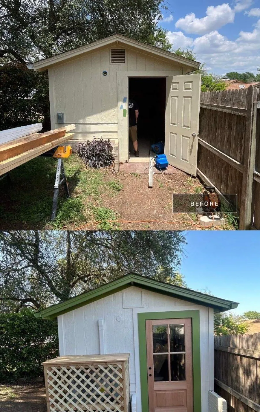 Backyard studio conversion — before and after