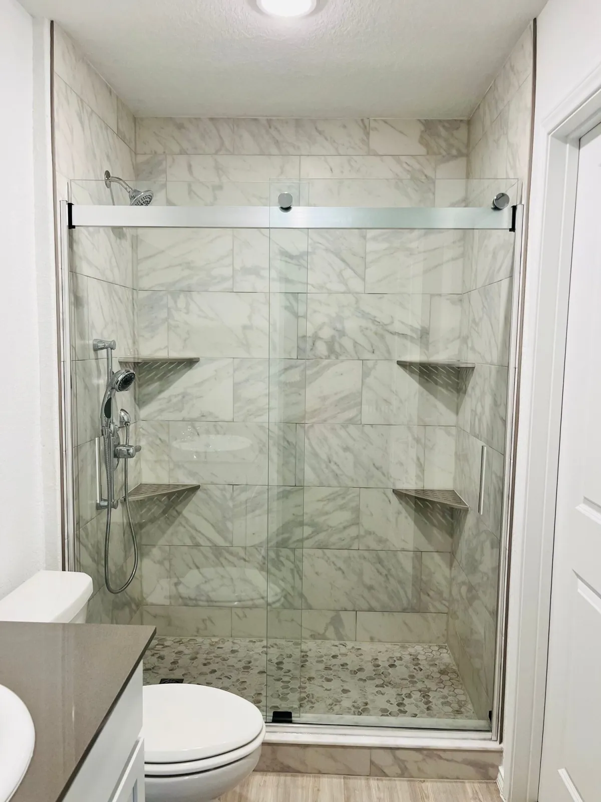 Carrara Master Shower — finished