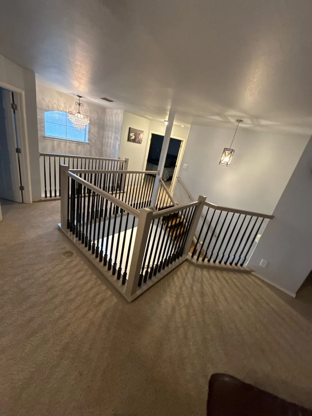 Landing balustrade overlooking the room below