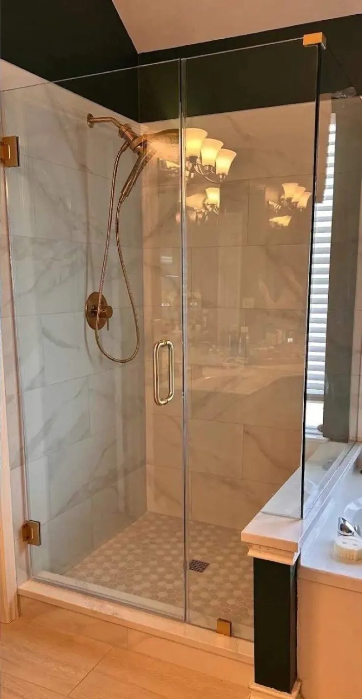 Frameless Glass Shower — before and after
