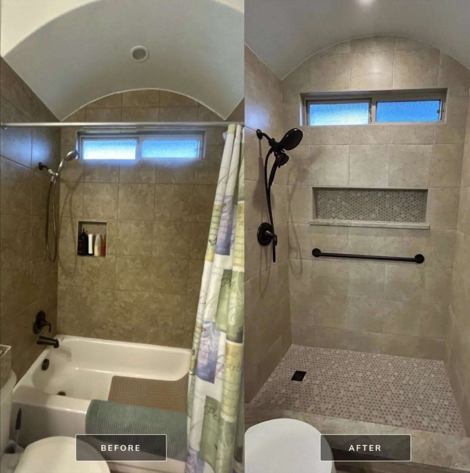 Guest Shower Renovation — before and after