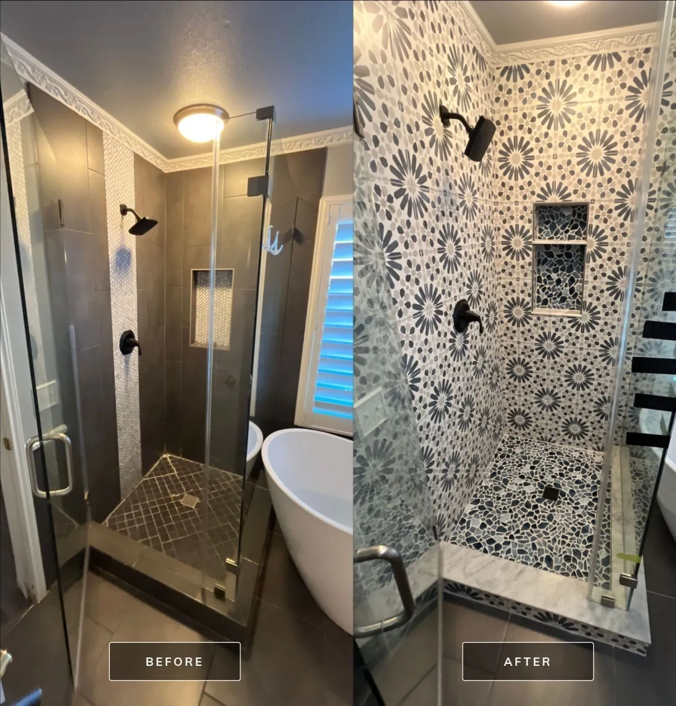 Patterned Tile Master Bath — before and after